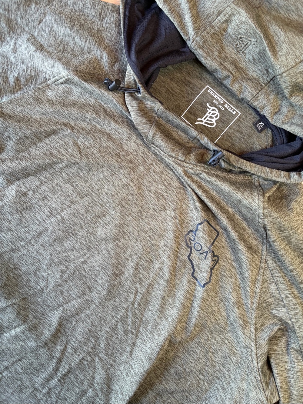 Branded Bills Mens Olive Green Heather Performance Hoodie Sweatshirt XL Roam